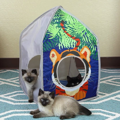 Kitty City Safari Jungle Collapsible Cat Toy Collection, House