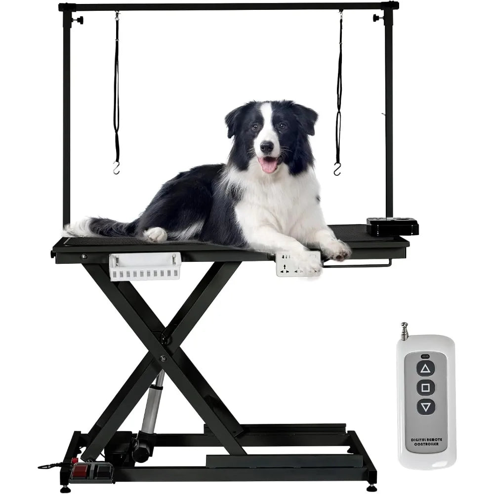 Dog Grooming Table, 50'' Electric Lift Heavy Duty Cat Grooming Table with Aluminium Overhead Arm, Adjustable Pet Grooming Table