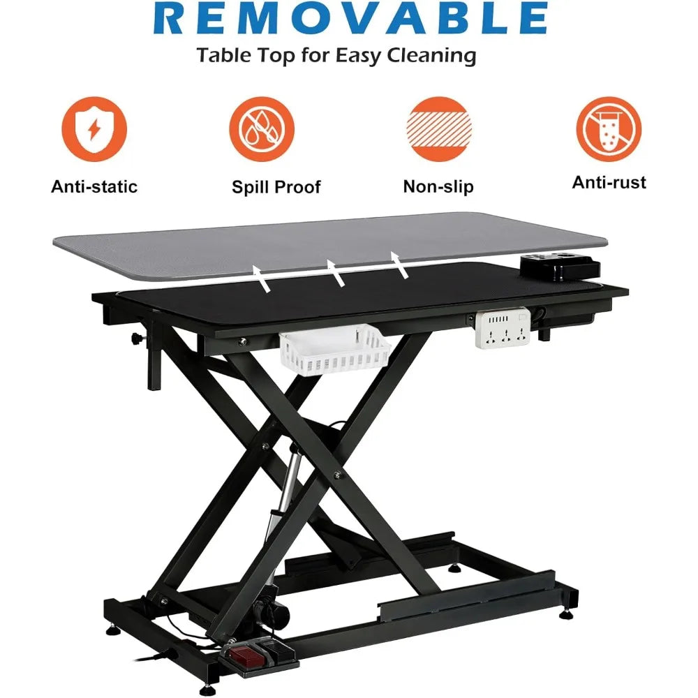 Dog Grooming Table, 50'' Electric Lift Heavy Duty Cat Grooming Table with Aluminium Overhead Arm, Adjustable Pet Grooming Table