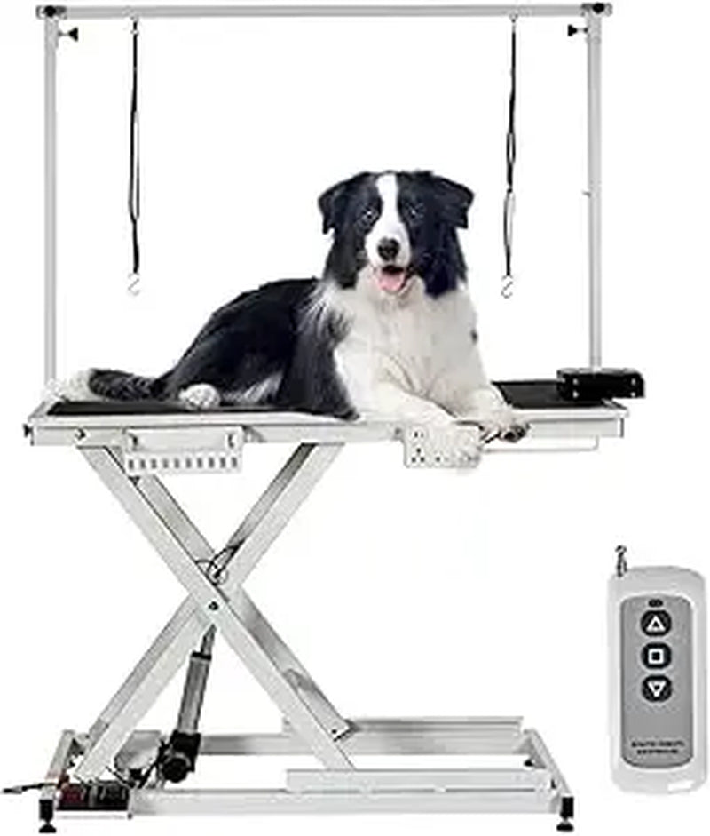 Dog Grooming Table, 50'' Electric Lift Heavy Duty Cat Grooming Table with Aluminium Overhead Arm, Adjustable Pet Grooming Table