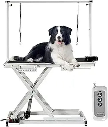 Dog Grooming Table, 50'' Electric Lift Heavy Duty Cat Grooming Table with Aluminium Overhead Arm, Adjustable Pet Grooming Table