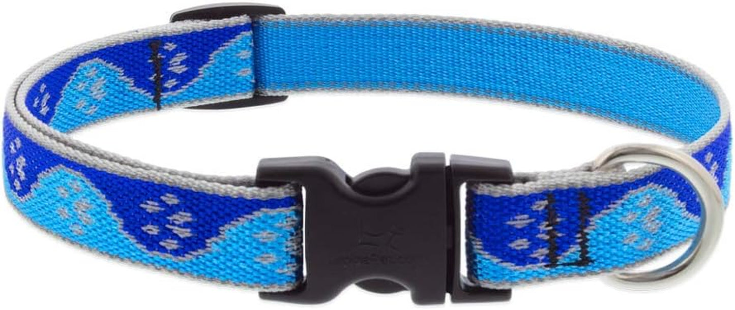 Lupine Reflective Small Dog Collar 3/4" Wide Blue Paws Adjusts from 9" to 14"
