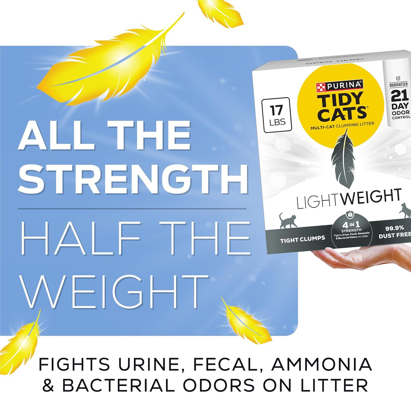 Purina Tidy Cats Lightweight 4-In-1 Strength Multi-Cat, Odor Control, Clumping, 99.9 Percent Dust Free Cat Litter - 17 Lb. Box
