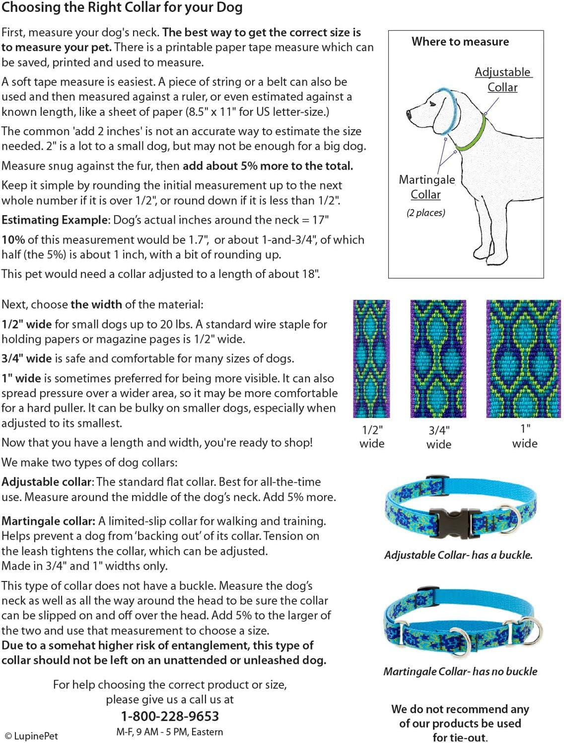 Lupine Reflective Small Dog Collar 3/4" Wide Blue Paws Adjusts from 9" to 14"