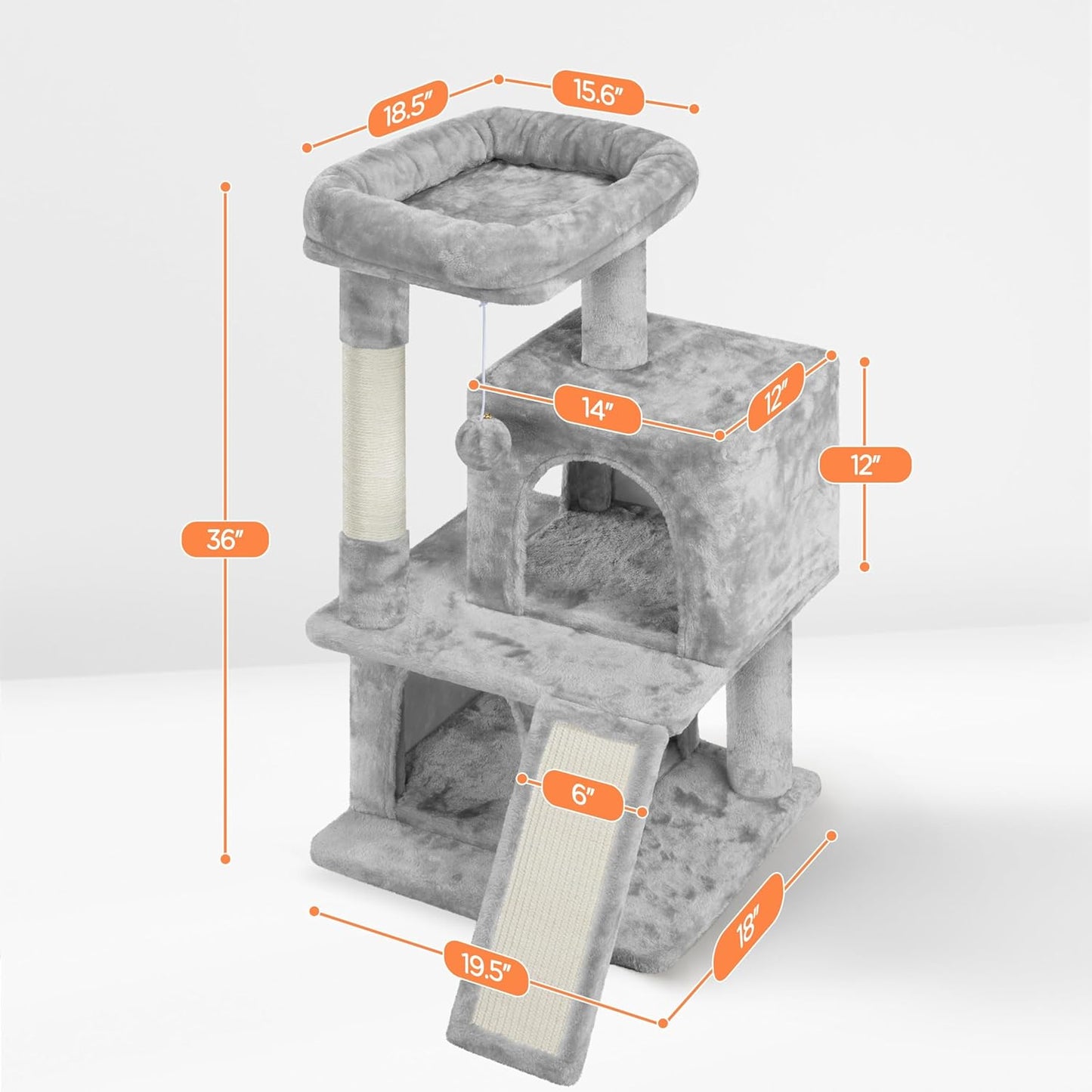 Yaheetech Cat Tree Cat Tower 36-Inch Kitten Stand House Condo with Double Condos, Large Plush Perch & Scratching Board Kitty Furniture Play Center for Indoor Cats Activity