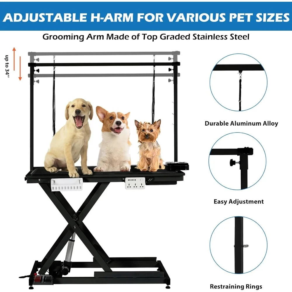 Dog Grooming Table,50''Electric Lift Heavy Duty Cat Grooming Table with anti Slip Tabletop, Adjustable Pet Grooming Table with A